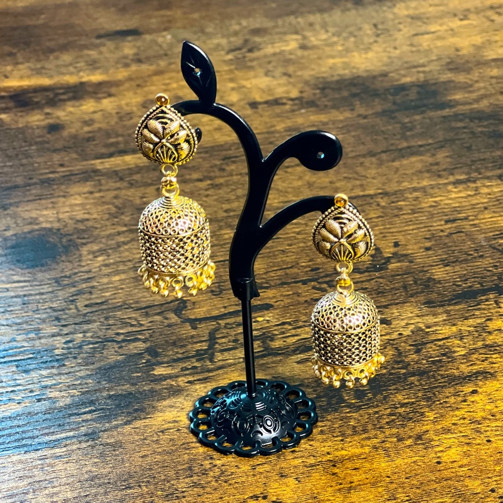 Oxidized Gold Plated Jhumka Earrings/ Indian Fashion Jewellery